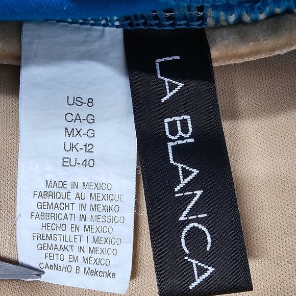 La Blanca Island Goddess Bandeau One-Piece Turquoise Swimsuit Size 8 - Picture 6 of 7